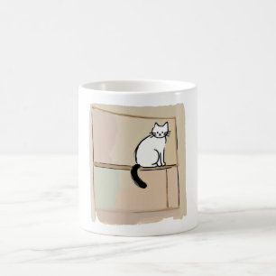 Minimalistische schets kat kunst huis decor koffie koffiemok