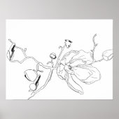 Minimalistische schets Single Magnolia Bloom Poster (Voorkant)