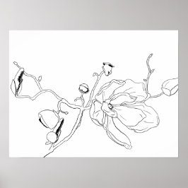 Minimalistische schets Single Magnolia Bloom Poster