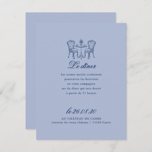 Minimalistische schets van de avondreceptie kaart (Voorkant / Achterkant)