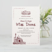 Minimalistische schets van moskee in Ramadan Iftar Kaart (Staand voorkant)