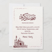 Minimalistische schets van moskee in Ramadan Iftar Kaart (Achterkant)