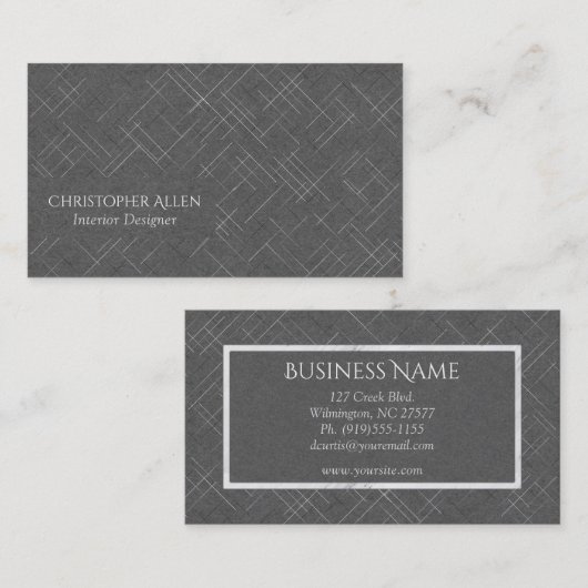 Minimalistische schetsmatige strepen | Donkergrijs Visitekaartje (Voorkant / Achterkant)