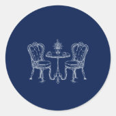 Minimalistische Schetste Trouwdiner Nacht Ronde Sticker (Voorkant)