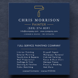 Minimalistische schilder navyblauw goud modern visitekaartje