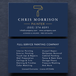 Minimalistische schilder navyblauw goud modern visitekaartje