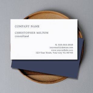 Minimalistische schone blauwe witte consultant visitekaartje