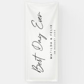 Minimalistische Schone Eenvoudige Witte Trouwdag Spandoek (Verticaal)