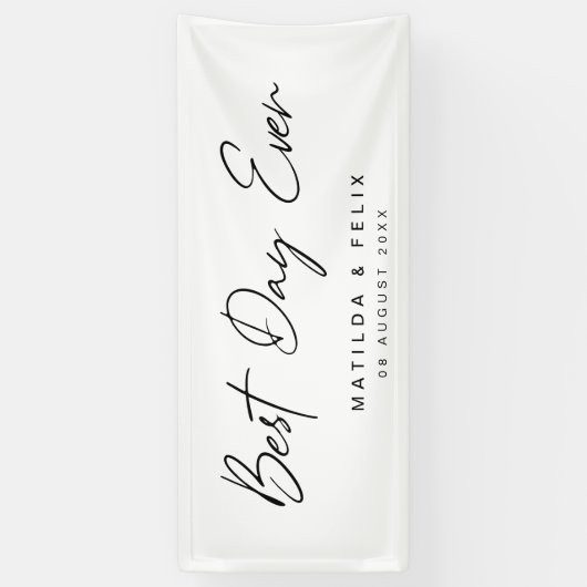 Minimalistische Schone Eenvoudige Witte Trouwdag Spandoek (Verticaal)