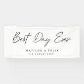 Minimalistische Schone Eenvoudige Witte Trouwdag Spandoek (Horizontaal)