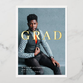 Minimalistische Schone Foto Navy Blue Graduparty Folie Uitnodiging