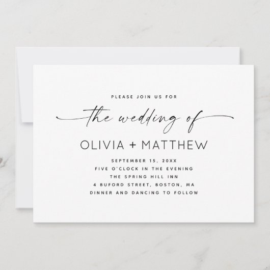 Minimalistische schone fotobruiloft - QR-code en - Kaart (Voorkant)