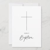 Minimalistische schone katholieke zwart-wit doop kaart (Voorkant)
