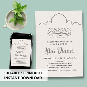 Minimalistische schone lijnkunst Ramadan Iftar uit Kaart