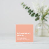 Minimalistische schone pastel vet salon aanbevelingskaartje (Staand voorkant)