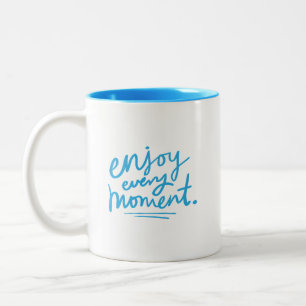 Minimalistische schone witte blauwe Geniet van elk Tweekleurige Koffiemok