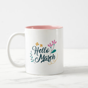 Minimalistische schoonheid Charmante Hallo Maart Z Tweekleurige Koffiemok