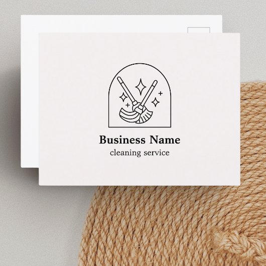 Minimalistische schoonmaak huis diensten Logo roze Briefkaart