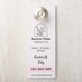 Minimalistische schoonmaak huis diensten Logo roze Deurhanger