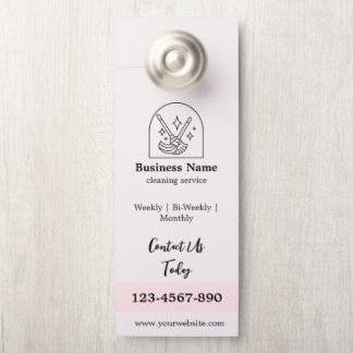 Minimalistische schoonmaak huis diensten Logo roze Deurhanger