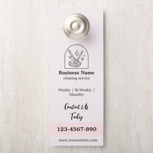 Minimalistische schoonmaak huis diensten Logo roze Deurhanger (Op knop)