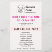 Minimalistische schoonmaak huis diensten Logo roze Flyer (Voorkant)