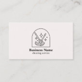 Minimalistische schoonmaak huis diensten Logo roze Klantenkaartje (Voorkant)