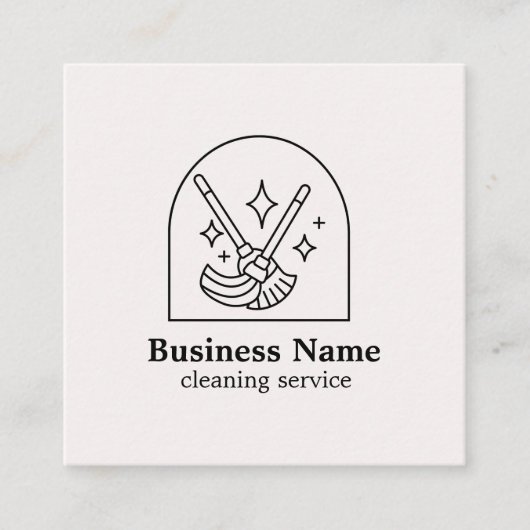 Minimalistische schoonmaak huis diensten Logo roze Vierkante Visitekaartje (Voorkant)