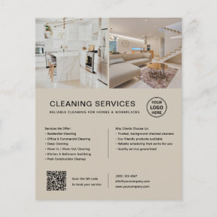 Minimalistische Schoonmaakdiensten Beige QR Zakeli Flyer