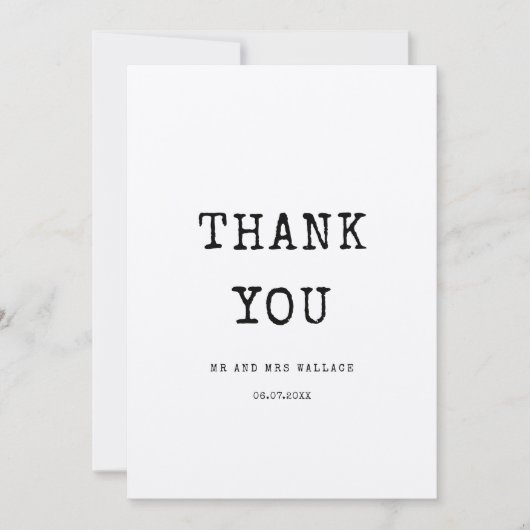 minimalistische schrijfmachine Dank u wel Kaart (Voorkant)