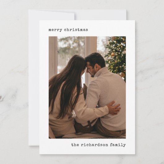 Minimalistische Schrijfmachine Foto Kerstkaart (Voorkant)