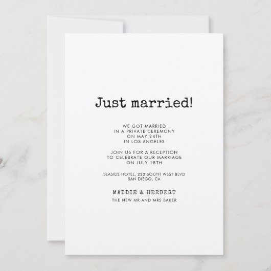  minimalistische schrijfmachine Gewoon gehuwde kaa Kaart (Voorkant)