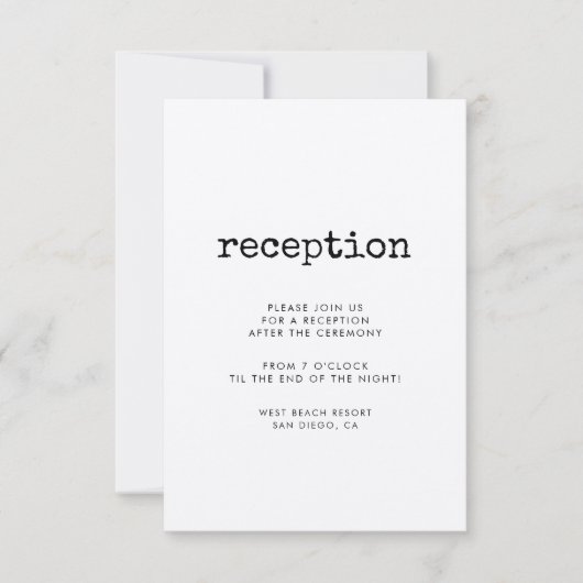 , minimalistische schrijfmachine kaart (Voorkant)