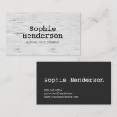 Minimalistische schrijfster van witgekalkt hout visitekaartje (Voorkant / Achterkant)