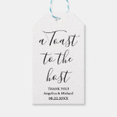 Minimalistische Scrip Hostess Dank u wijnfles Labe Cadeaulabel (Voorkant)
