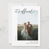 Minimalistische Script 2-Photo Elopement Receptie Kaart (Voorkant)