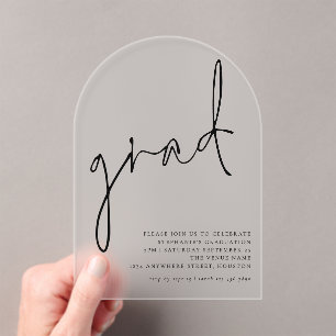 Minimalistische Script Afstudeerder Graduation Par Acryl Uitnodigingen