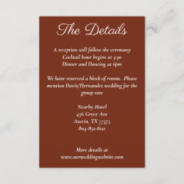 Minimalistische script Amber Roestige Rode Details Informatiekaartje