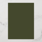 Minimalistische Script Army Groene Trouwjurk Folie Uitnodiging (Achterkant)