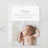 Minimalistische script baby naam foto geboorte sta aankondiging (Voorkant)