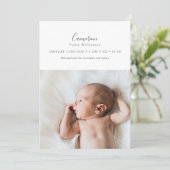 Minimalistische script baby naam foto geboorte sta aankondiging (Staand voorkant)