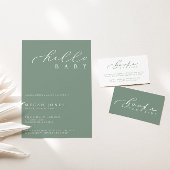 Minimalistische Script Baby shower boeken voor Bab Plaatskaartje