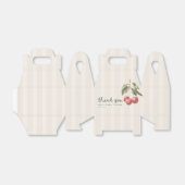 Minimalistische script beige gestreepte markt baby bedankdoosjes (Uitgevouwen)