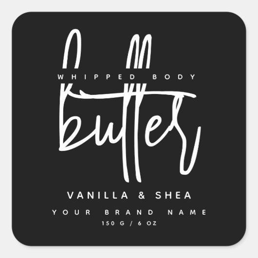 Minimalistische script black label body butter (Voorkant)