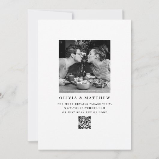 Minimalistische Script Black & White Engagement Pa Kaart (Achterkant)