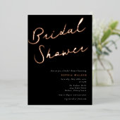 Minimalistische Script Bruiloft Bridal Shower Rose Folie Uitnodiging (Staand Voorkant)