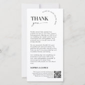 Minimalistische script bruiloft dank u kaart QR-co (Voorkant)