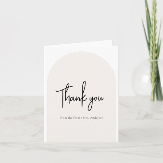 Minimalistische script bruiloftsshower bedankkaart (Voorkant)