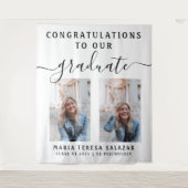 Minimalistische Script Calligrafie Twee Foto Afstu Wandkleed (Voorkant)