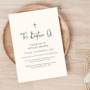 Minimalistische Script Cream Katholieke Jongen Mei Kaart